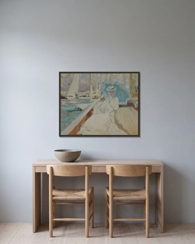 Im Boot von Paul César Helleu gerahmt an einer Wand