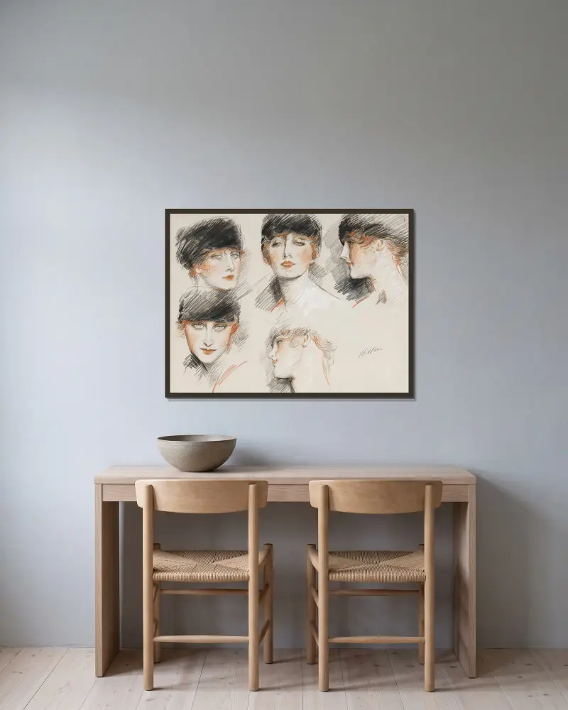 Gladys Deacon, hertiginna av Marlborough av Paul César Helleu inramad på en vägg