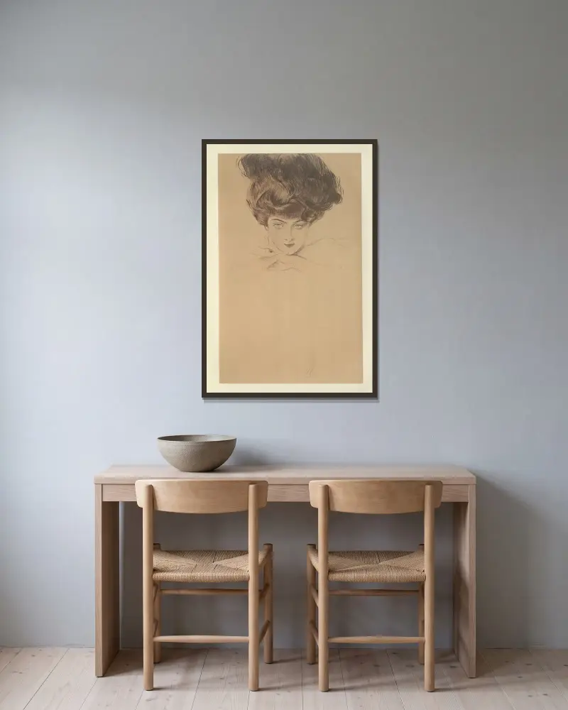 Mademoiselle Letellier, 1907 – nr 3 av Paul César Helleu inramad på en vägg