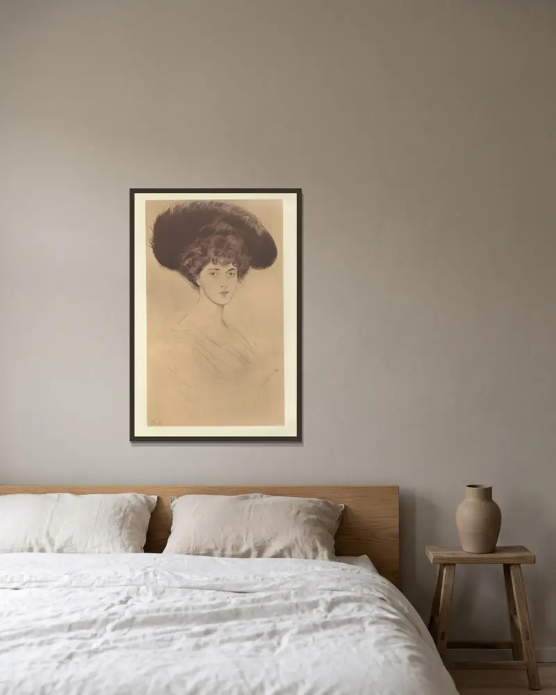 Mademoiselle M. av Paul César Helleu inramad på en vägg