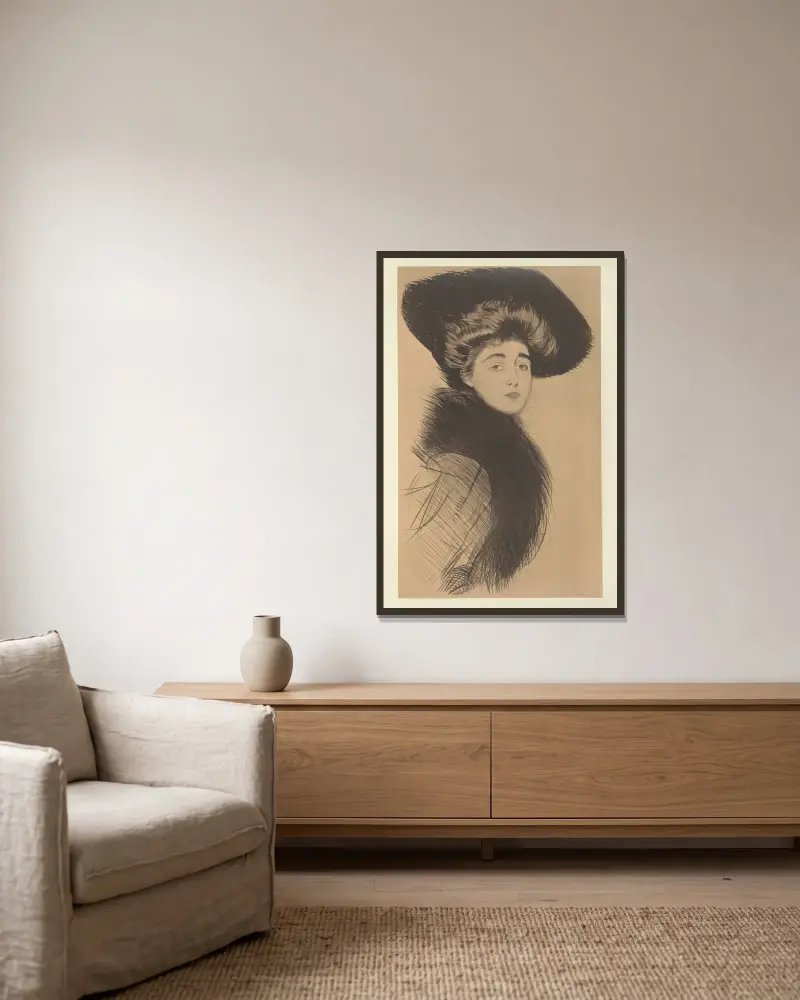 Miss X., Paul César Helleu v rámu na stěně