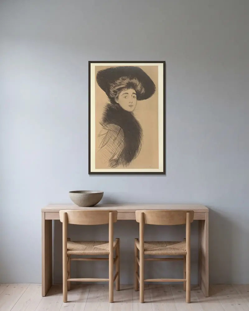 Miss X., Paul César Helleu v rámu na stěně