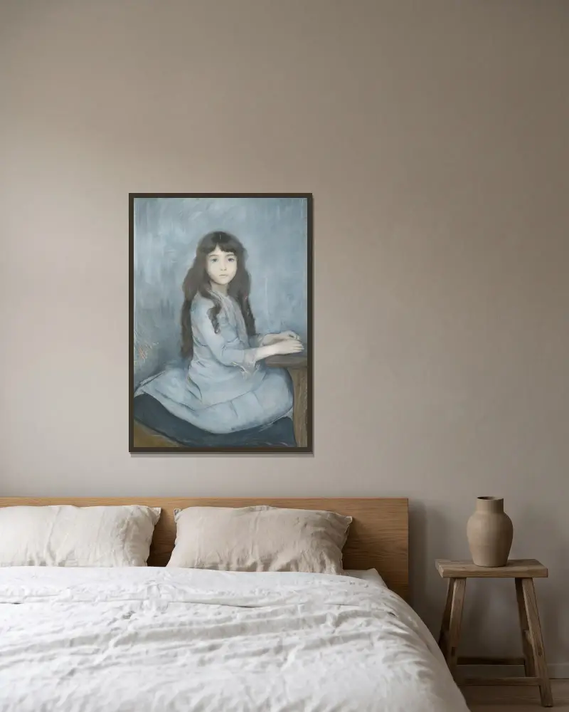 Porträtt av mademoiselle Granier av Paul César Helleu inramad på en vägg