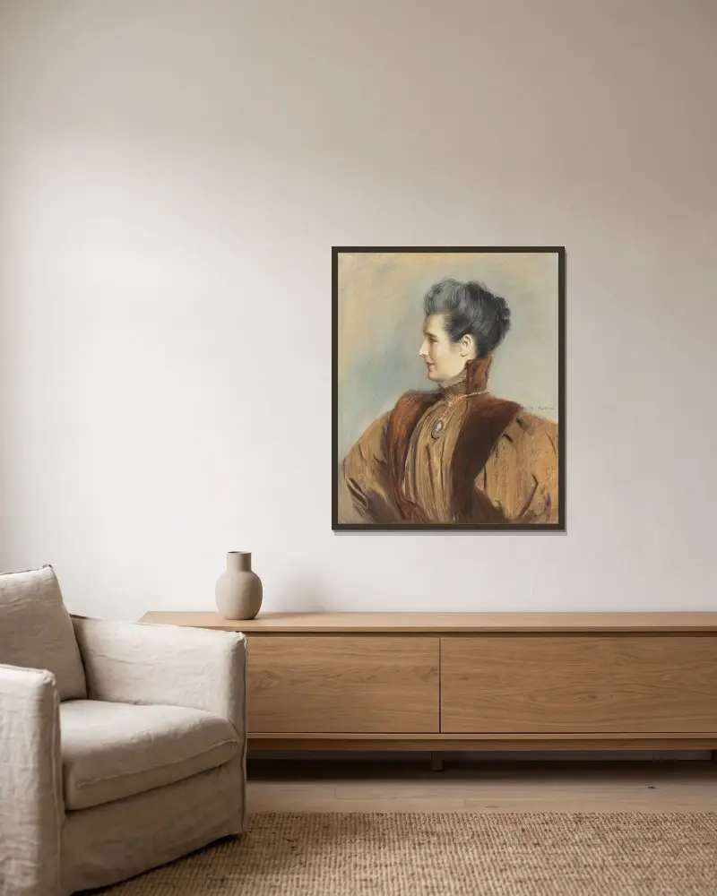 Porträtt av en kvinna av Paul César Helleu inramad på en vägg