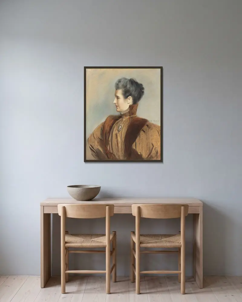 Porträtt av en kvinna av Paul César Helleu inramad på en vägg