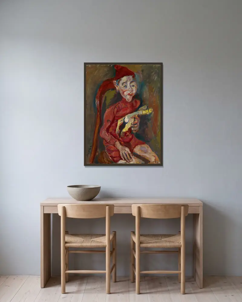 Kind mit Spielzeug von Chaïm Soutine gerahmt an einer Wand