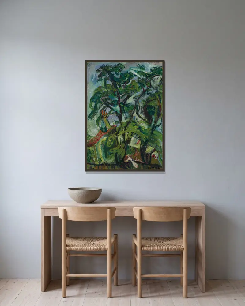 Gourdon-sur-Vence von Chaïm Soutine gerahmt an einer Wand