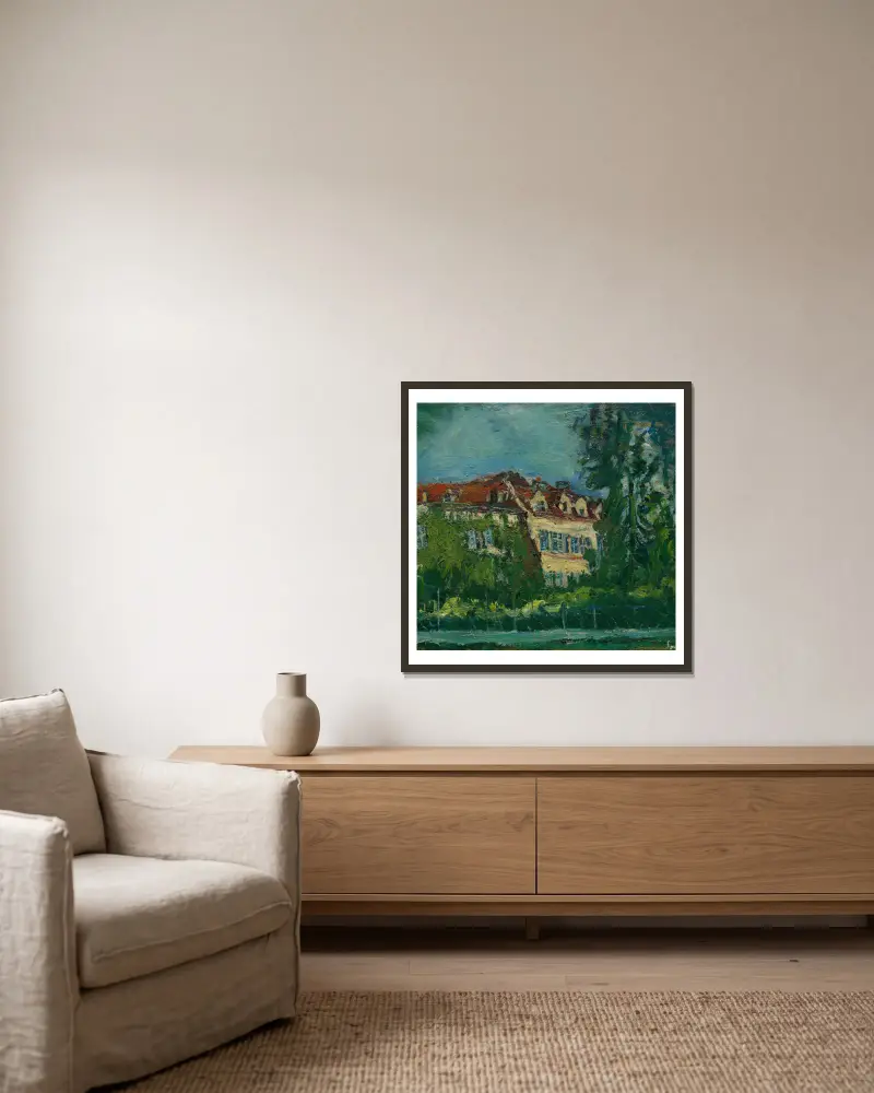 Landschaft mit Haus von Chaïm Soutine gerahmt an einer Wand
