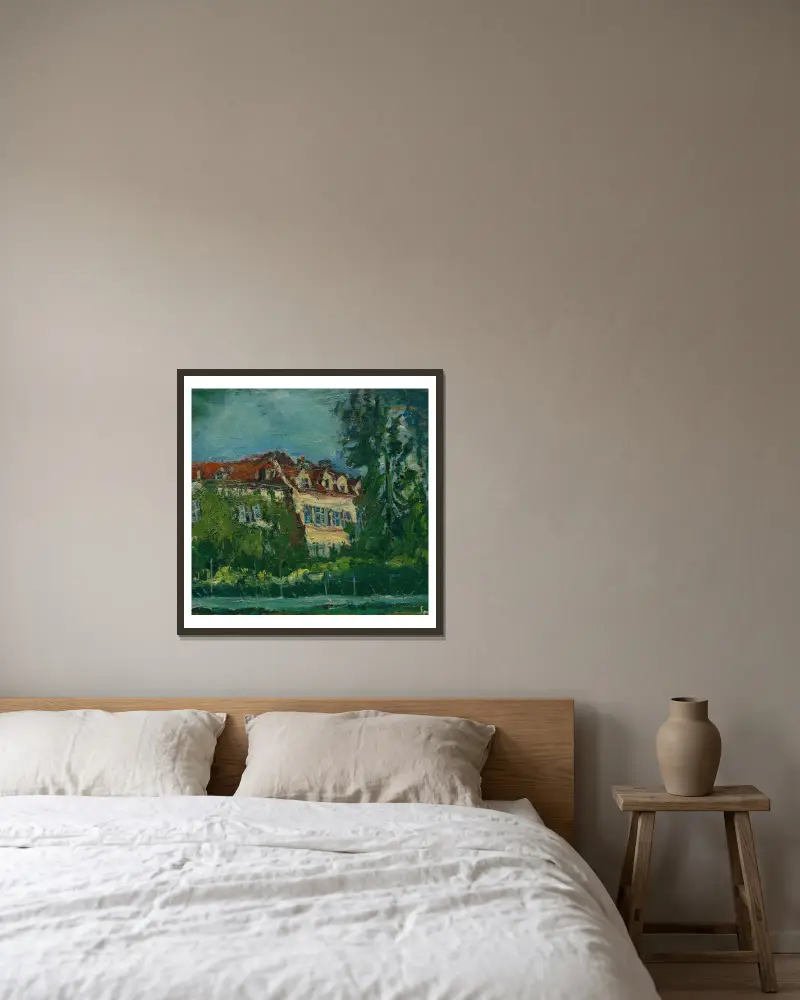 Landschaft mit Haus von Chaïm Soutine gerahmt an einer Wand