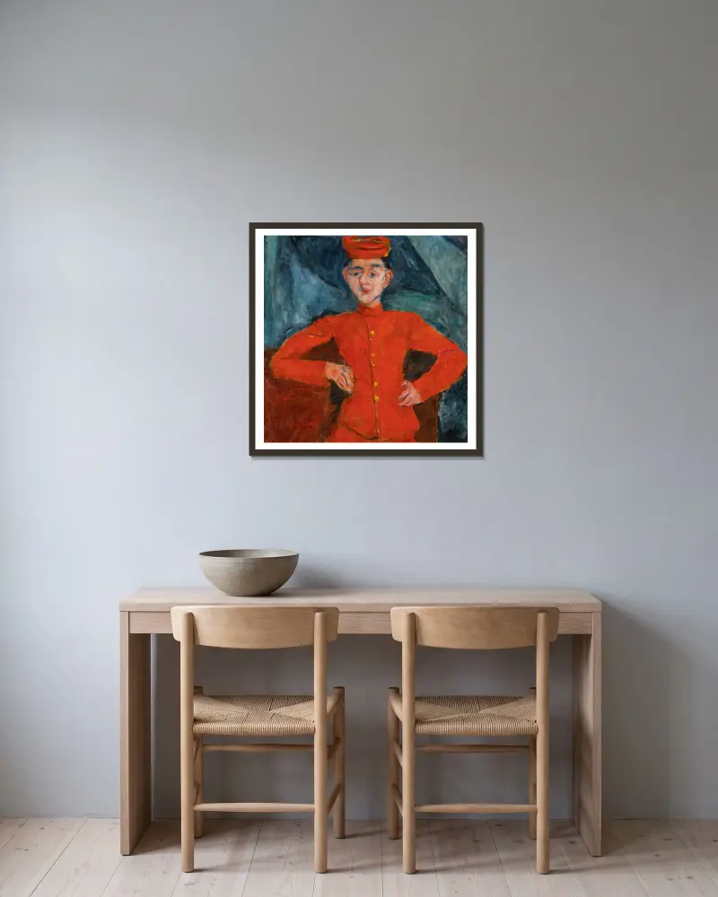 Der Jäger von Maxim's von Chaïm Soutine gerahmt an einer Wand