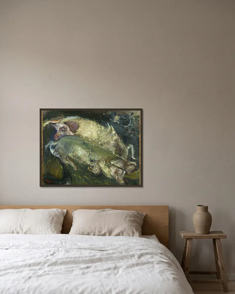 Die Schweine von Chaïm Soutine gerahmt an einer Wand