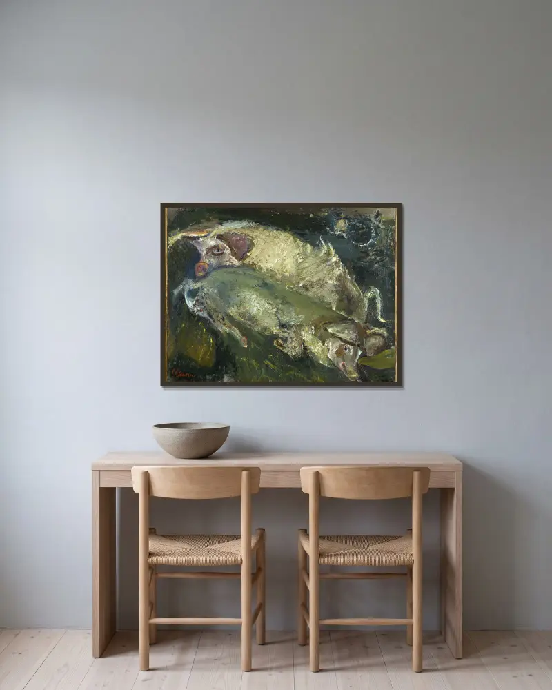 Die Schweine von Chaïm Soutine gerahmt an einer Wand
