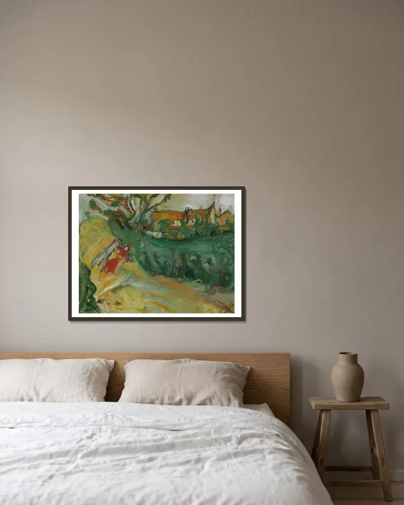 Promenade Auprès Du Village av Chaïm Soutine inramad på en vägg