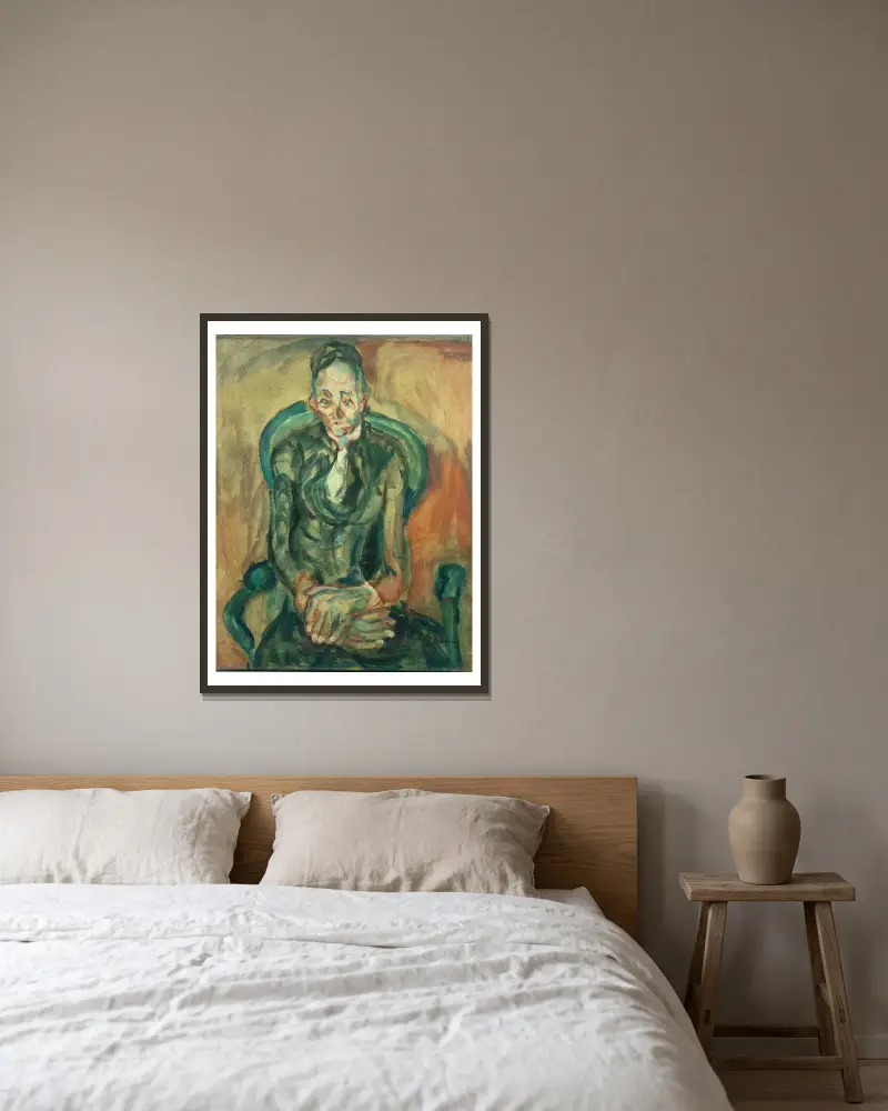 Sitzende Frau von Chaïm Soutine gerahmt an einer Wand