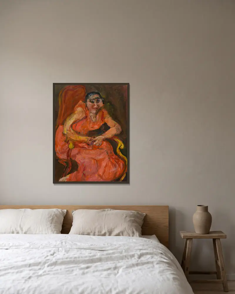 Frau in Rosa von Chaïm Soutine gerahmt an einer Wand