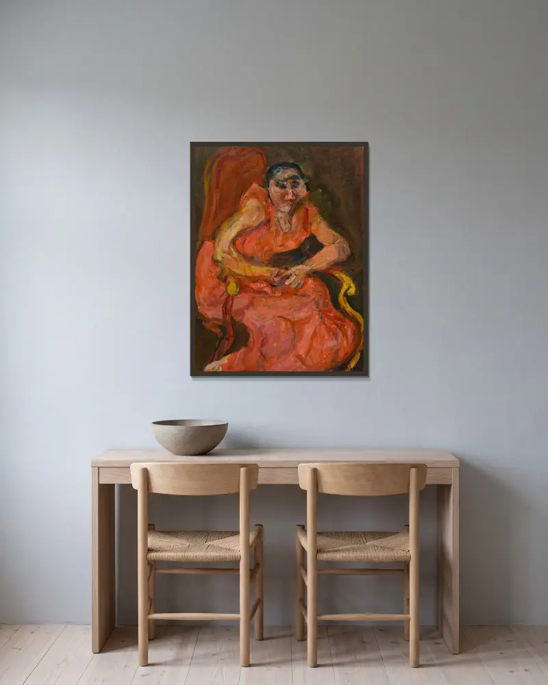 Frau in Rosa von Chaïm Soutine gerahmt an einer Wand
