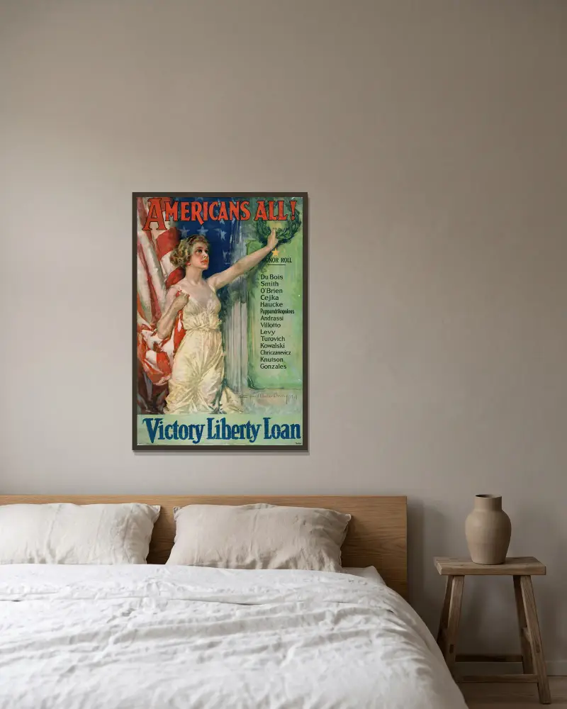 Americans All! Victory Liberty Loan, Howard Chandler Christy w ramie na ścianie