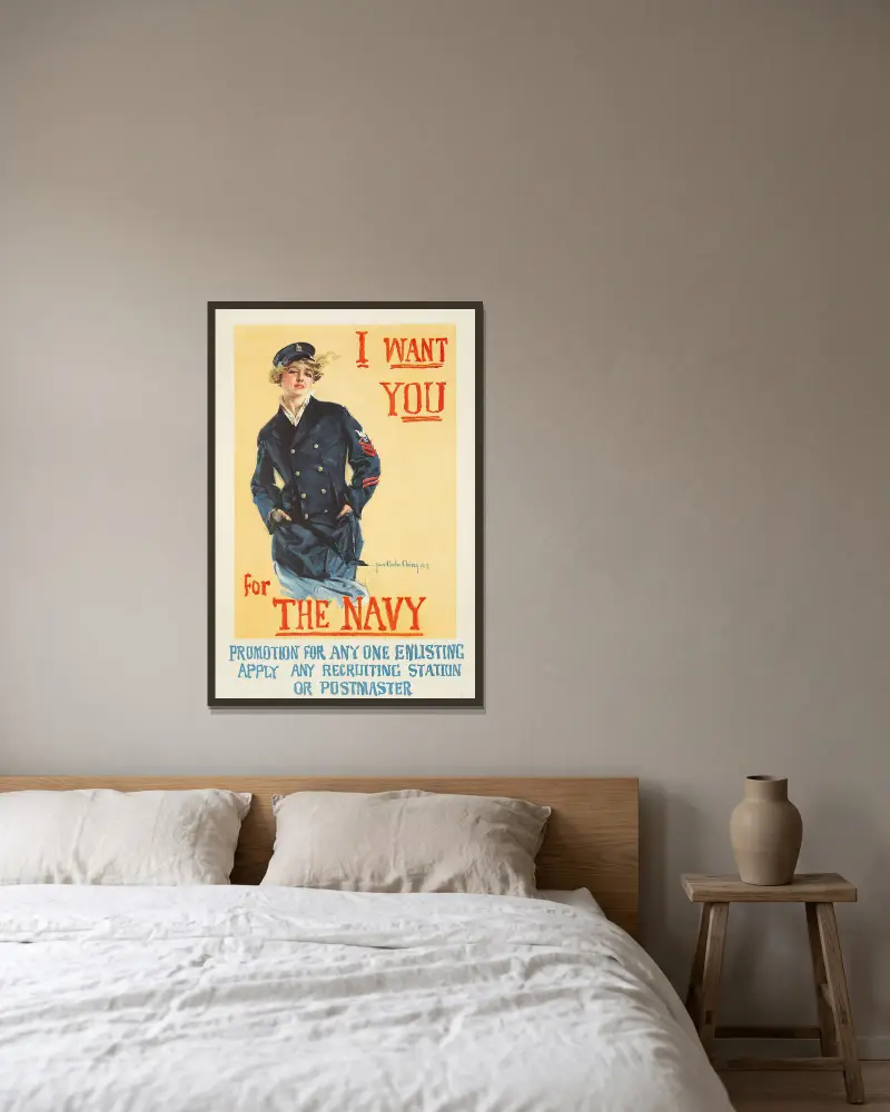 I Want You For the Navy av Howard Chandler Christy inramad på en vägg