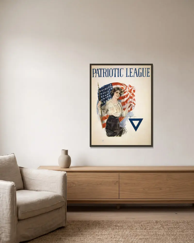 Patriotic League av Howard Chandler Christy inramad på en vägg
