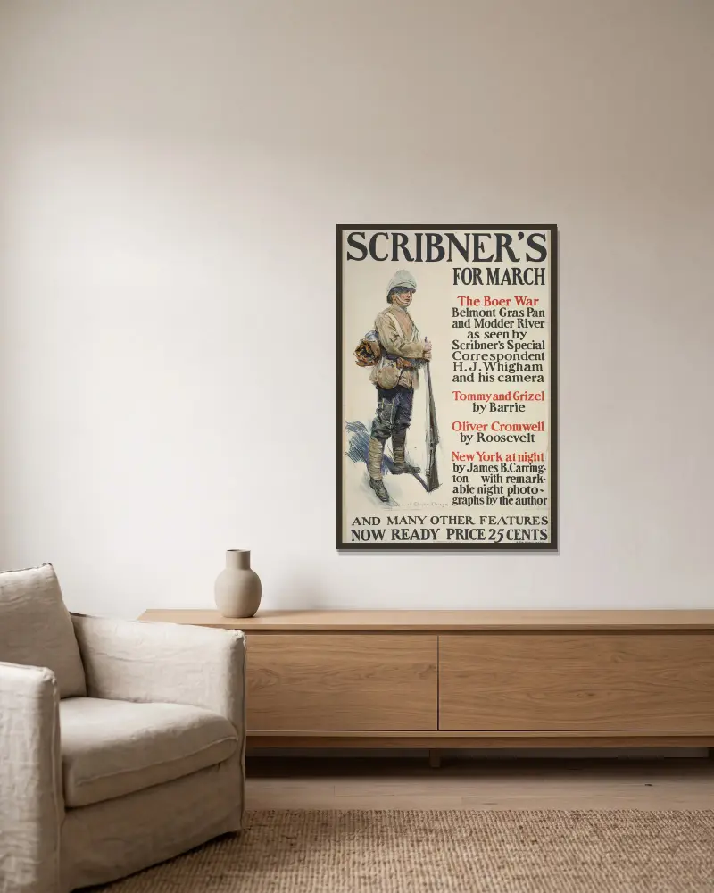 Scribner’s for March, Howard Chandler Christy v rámu na stěně