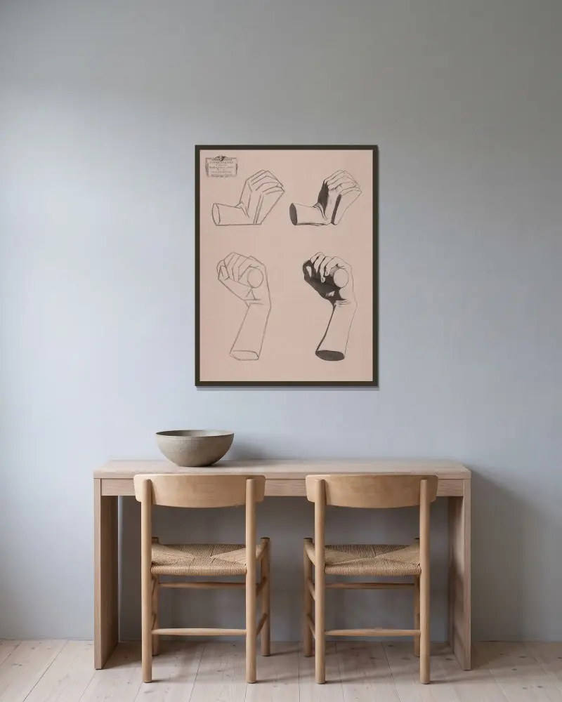 Cours de dessin Pl.13 av Charles Bargue inramad på en vägg