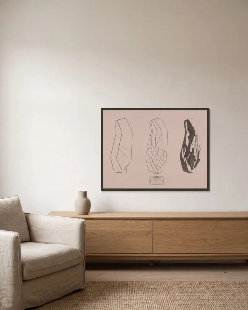 Zeichenkurs Taf. 14 von Charles Bargue gerahmt an einer Wand
