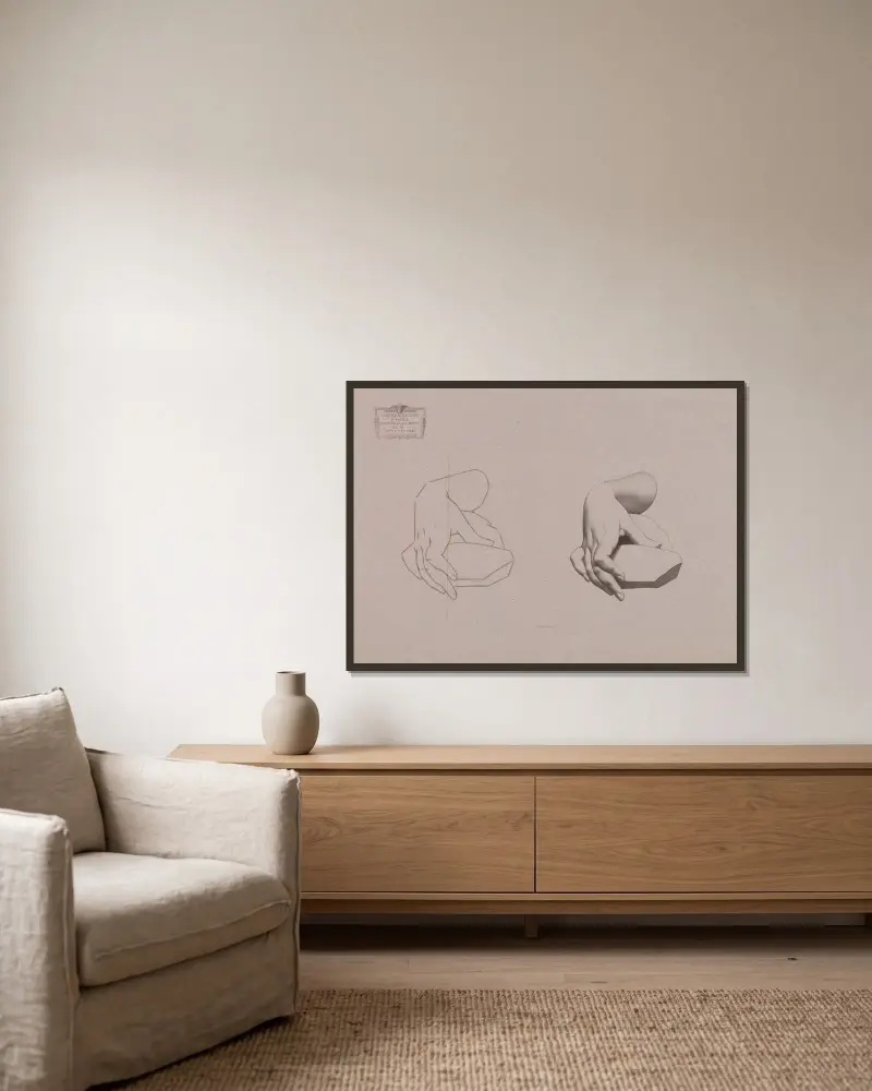 Cours de dessin Pl.17 av Charles Bargue inramad på en vägg