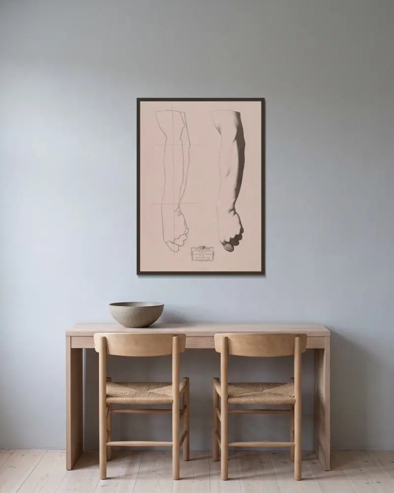 Cours de dessin Pl.19 av Charles Bargue inramad på en vägg
