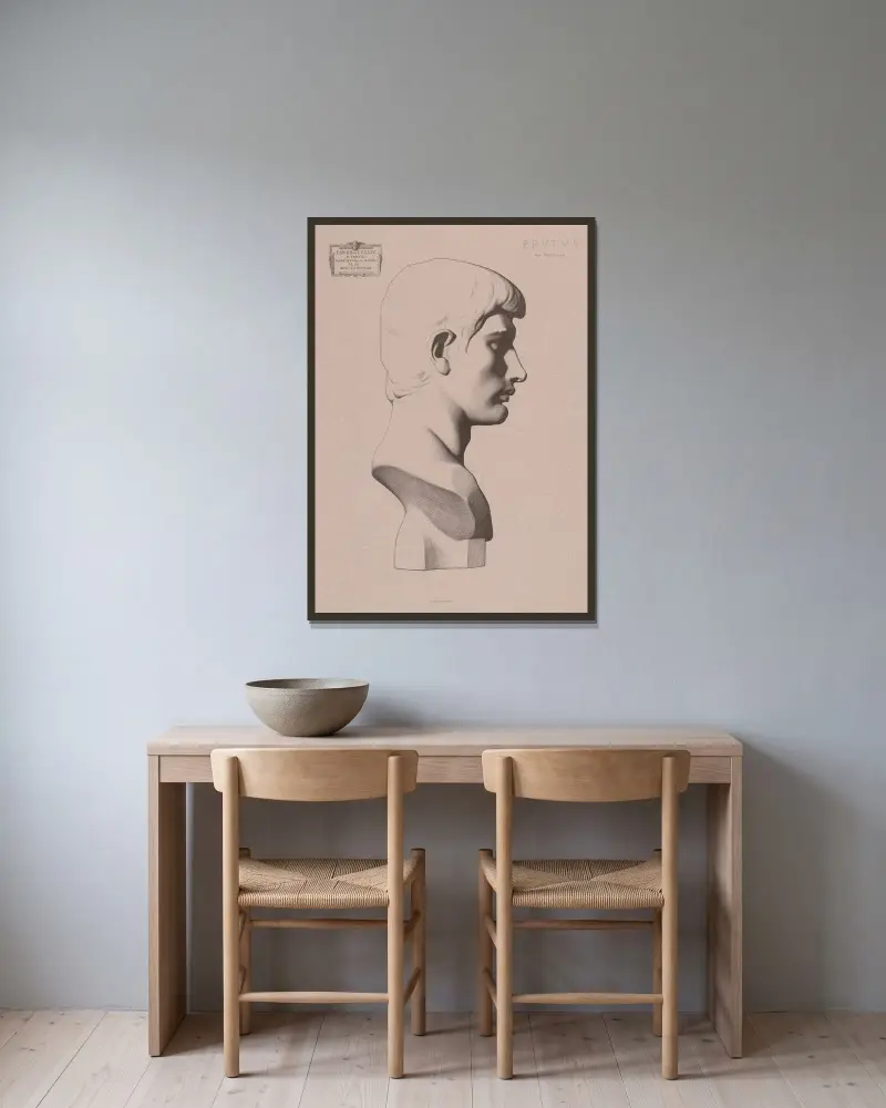 Cours de dessin Pl.38 av Charles Bargue inramad på en vägg