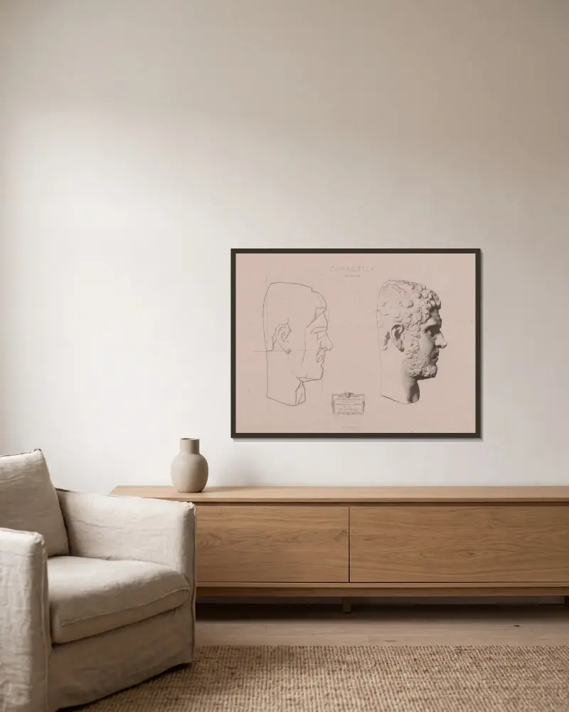Cours de dessin Pl.40 av Charles Bargue inramad på en vägg