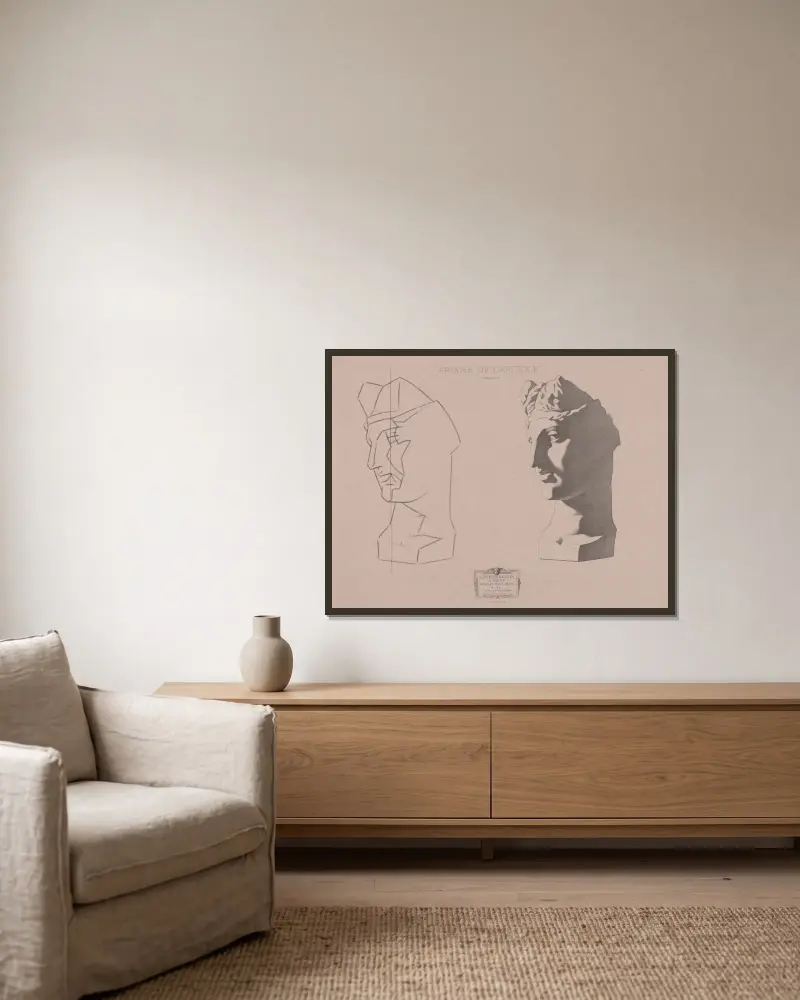 Zeichenkurs Pl. 43 von Charles Bargue gerahmt an einer Wand