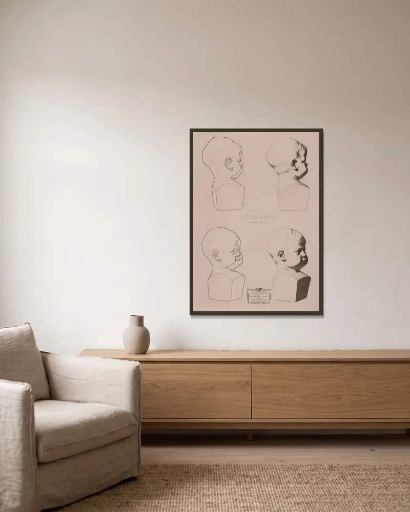 Cours de dessin Pl.45 von Charles Bargue gerahmt an einer Wand