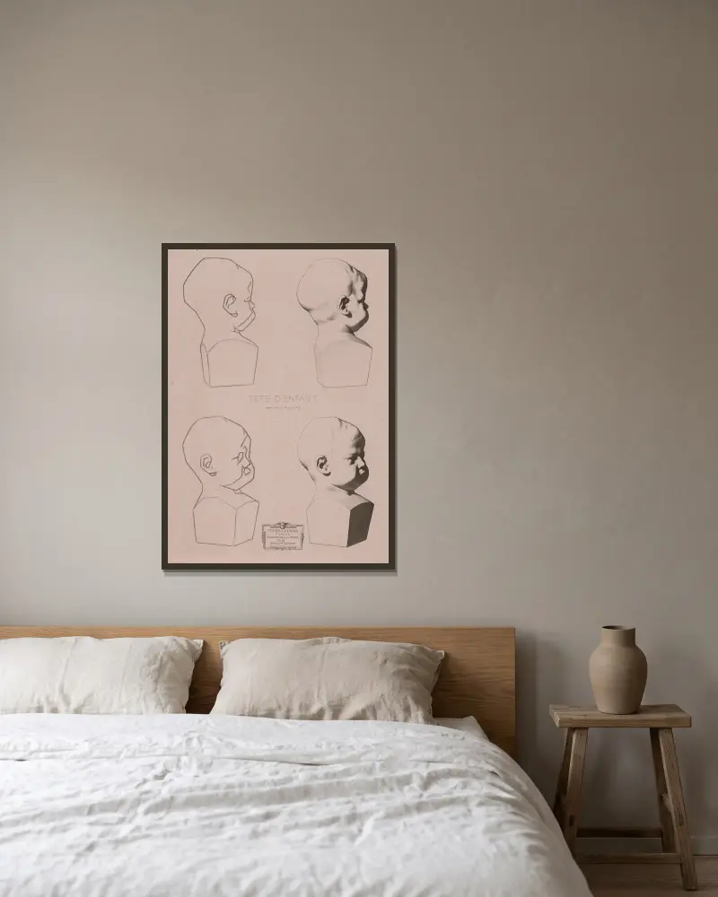 Cours de dessin Pl.45 von Charles Bargue gerahmt an einer Wand
