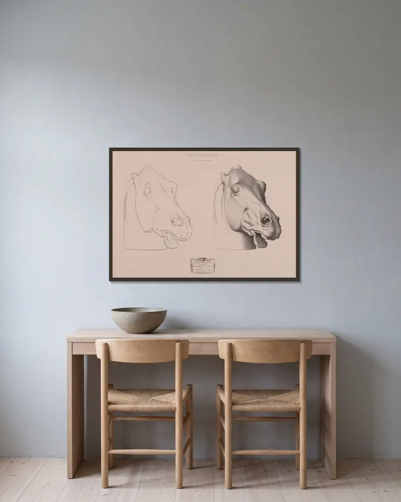 Zeichenkurs Pl. 49 von Charles Bargue gerahmt an einer Wand