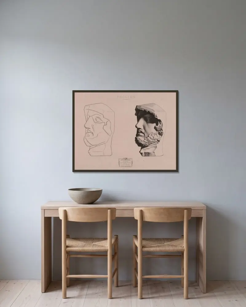 Cours de dessin Pl.50 av Charles Bargue inramad på en vägg