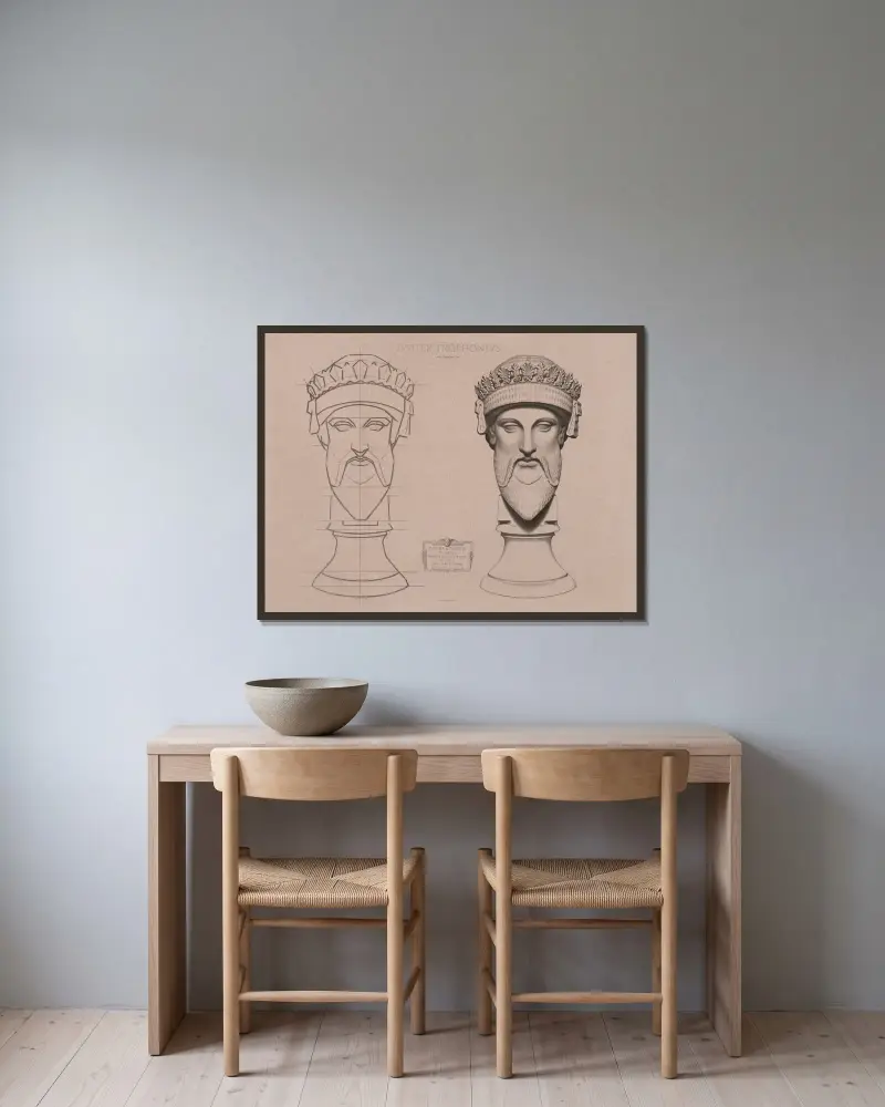 Cours de dessin Pl.54 av Charles Bargue inramad på en vägg
