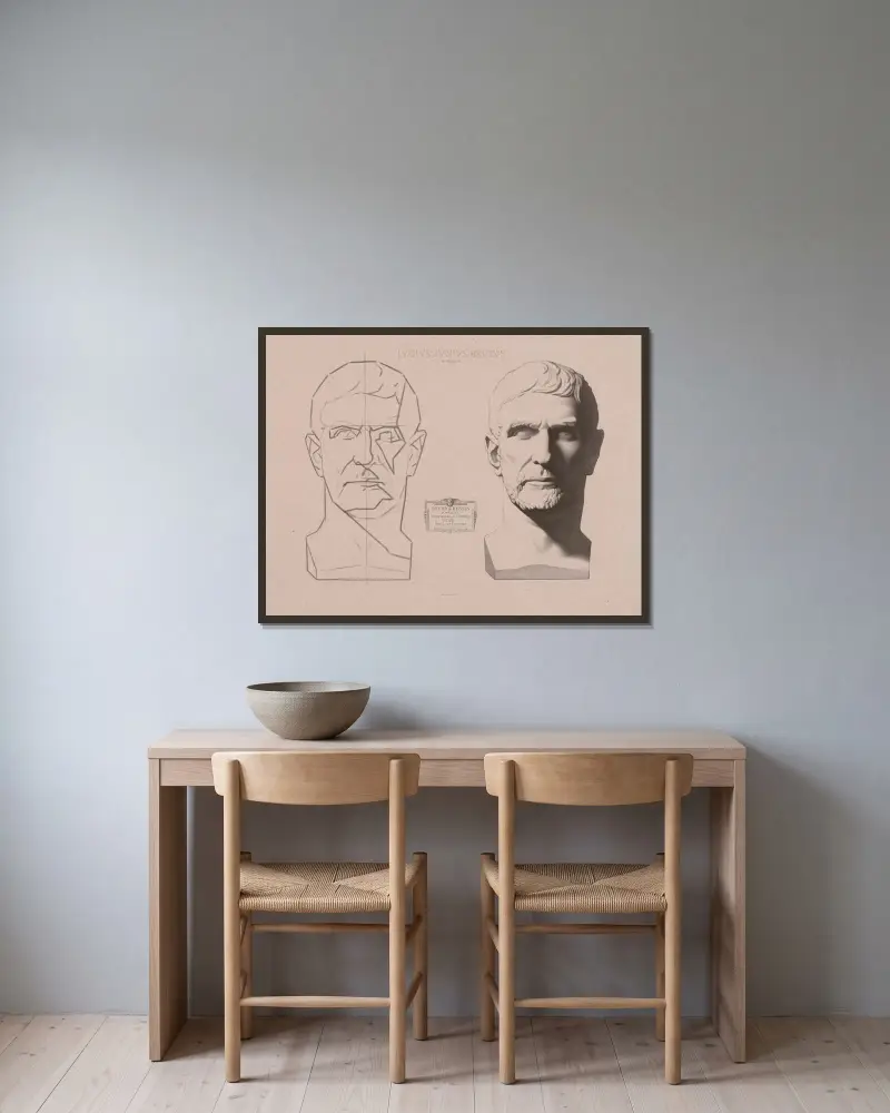 Cours de dessin Pl.55 av Charles Bargue inramad på en vägg