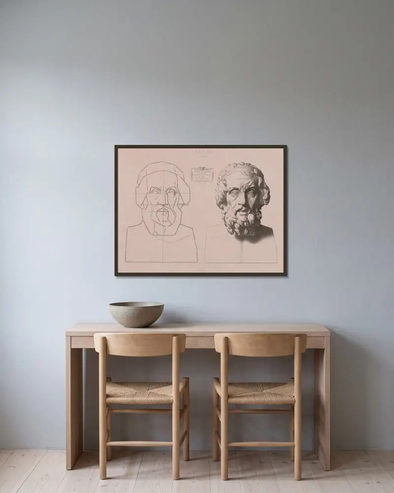 Cours de dessin Pl.57 av Charles Bargue inramad på en vägg