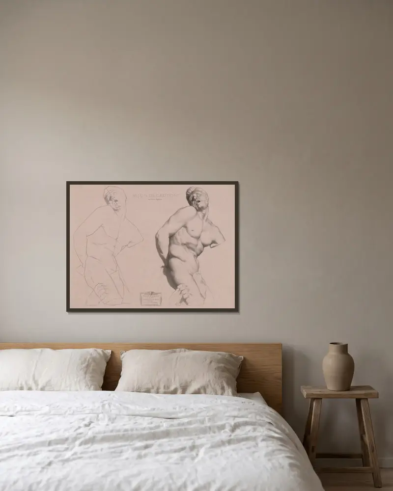 Zeichenkurs Tafel 61 von Charles Bargue gerahmt an einer Wand