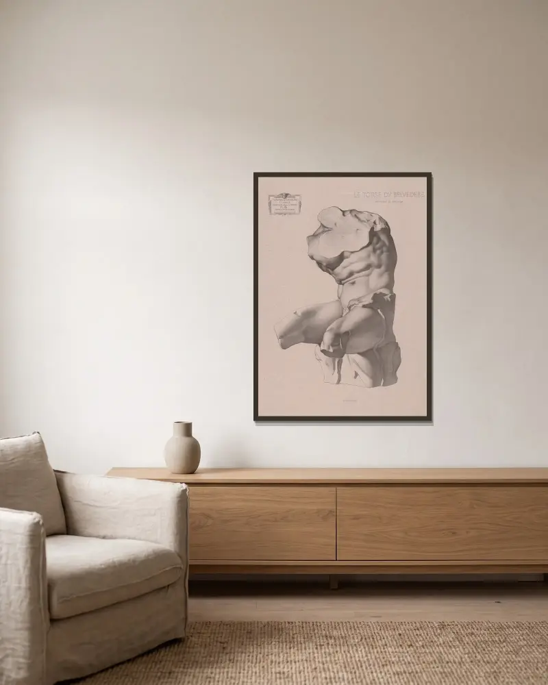 Cours de dessin Pl.66 av Charles Bargue inramad på en vägg