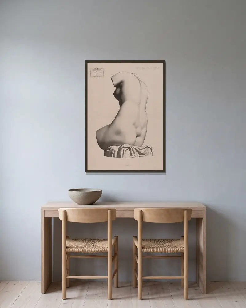 Zeichenkurs, Taf. 67 von Charles Bargue gerahmt an einer Wand