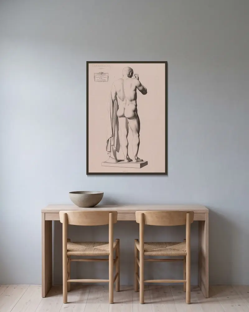 Zeichenkurs Taf. 72 von Charles Bargue gerahmt an einer Wand