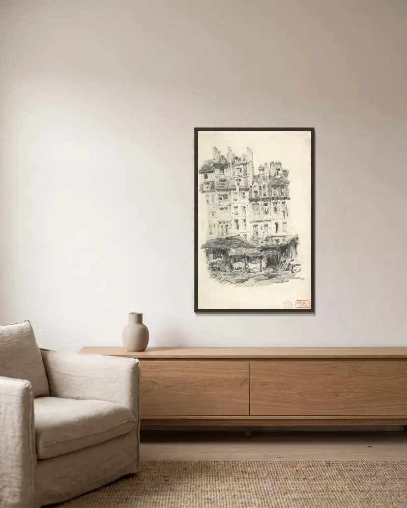 Hus av Charles Bargue inramad på en vägg