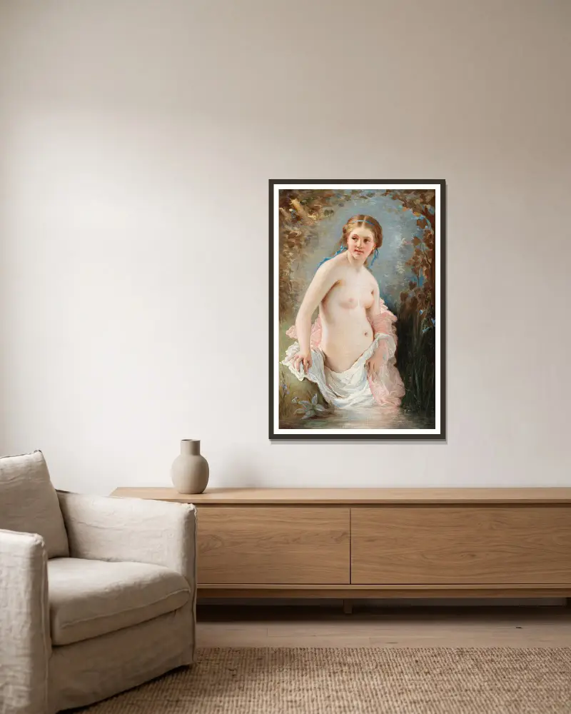 Eine badende Frau von Charles Chaplin gerahmt an einer Wand