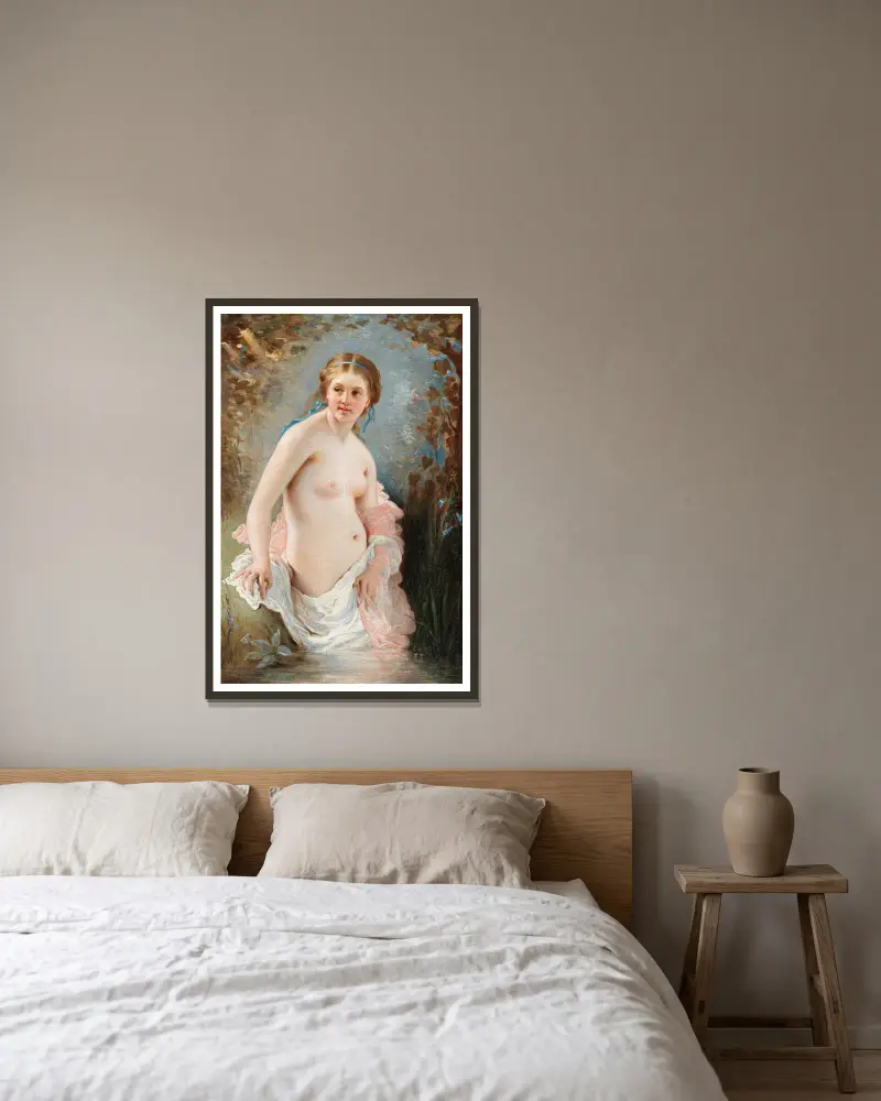 Eine badende Frau von Charles Chaplin gerahmt an einer Wand