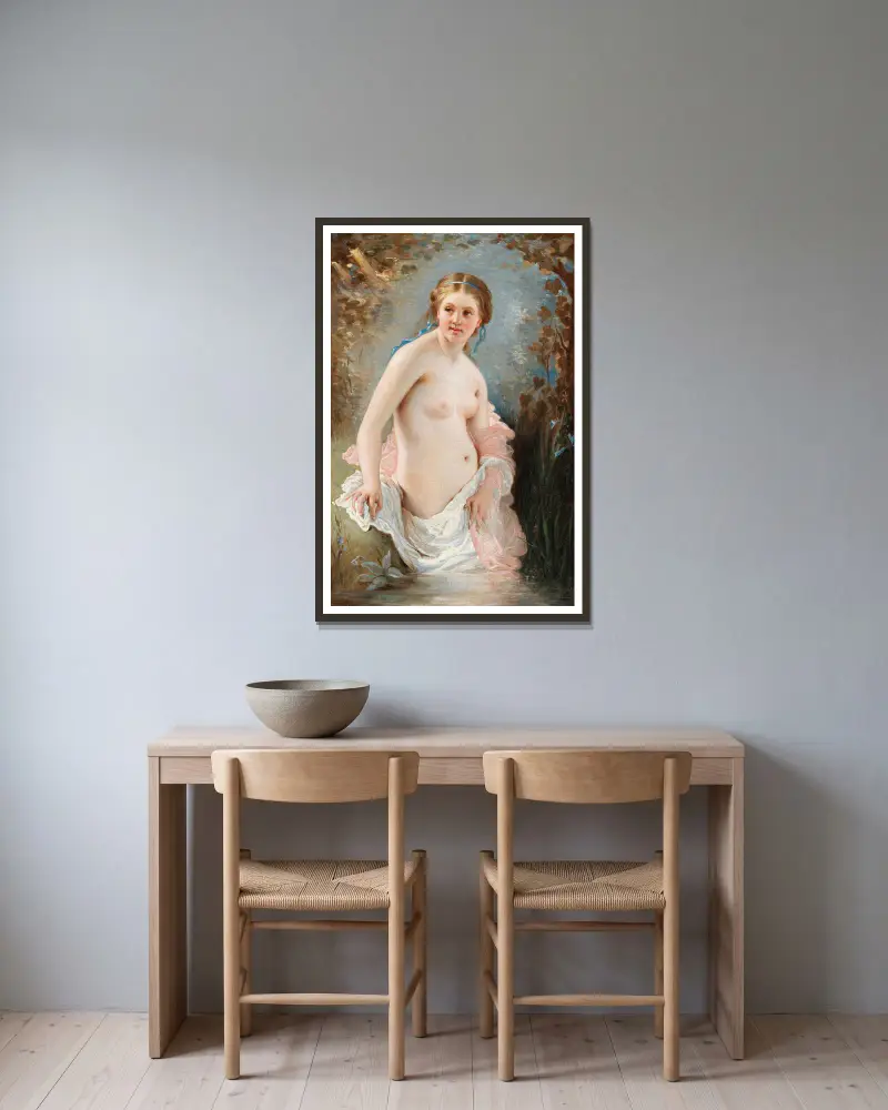 Eine badende Frau von Charles Chaplin gerahmt an einer Wand