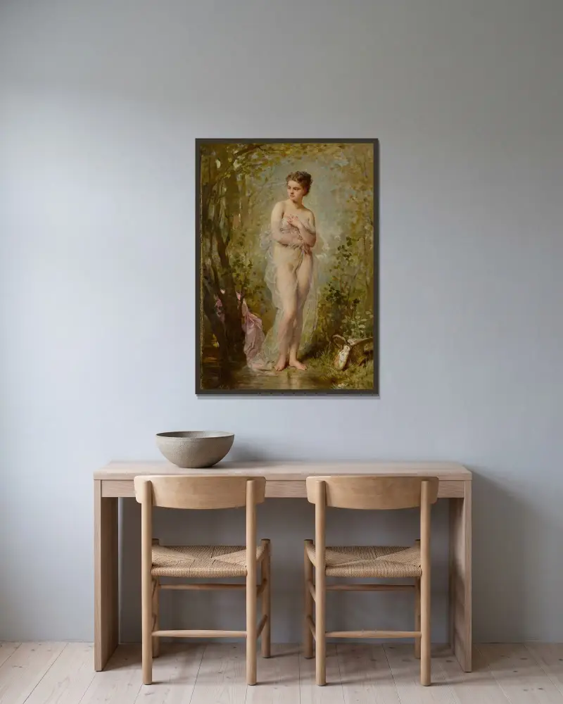 La Baigneuse av Charles Chaplin inramad på en vägg