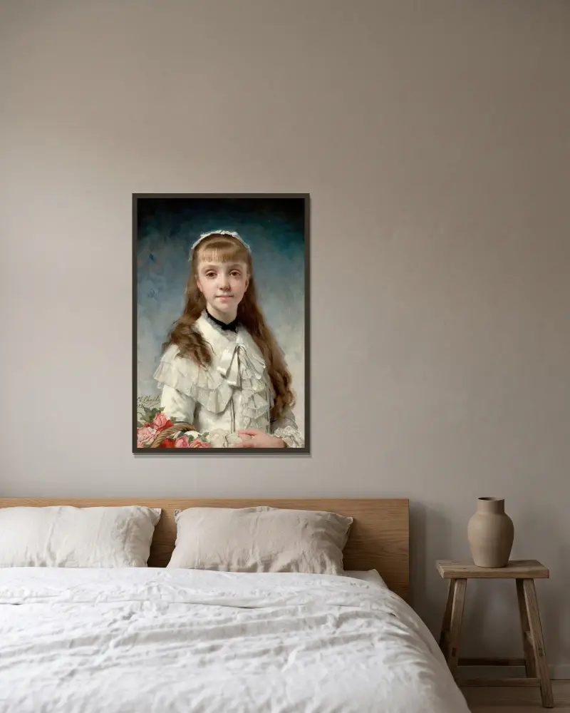 Målarens dotter (eller Ljuv oskuld) av Charles Chaplin inramad på en vägg