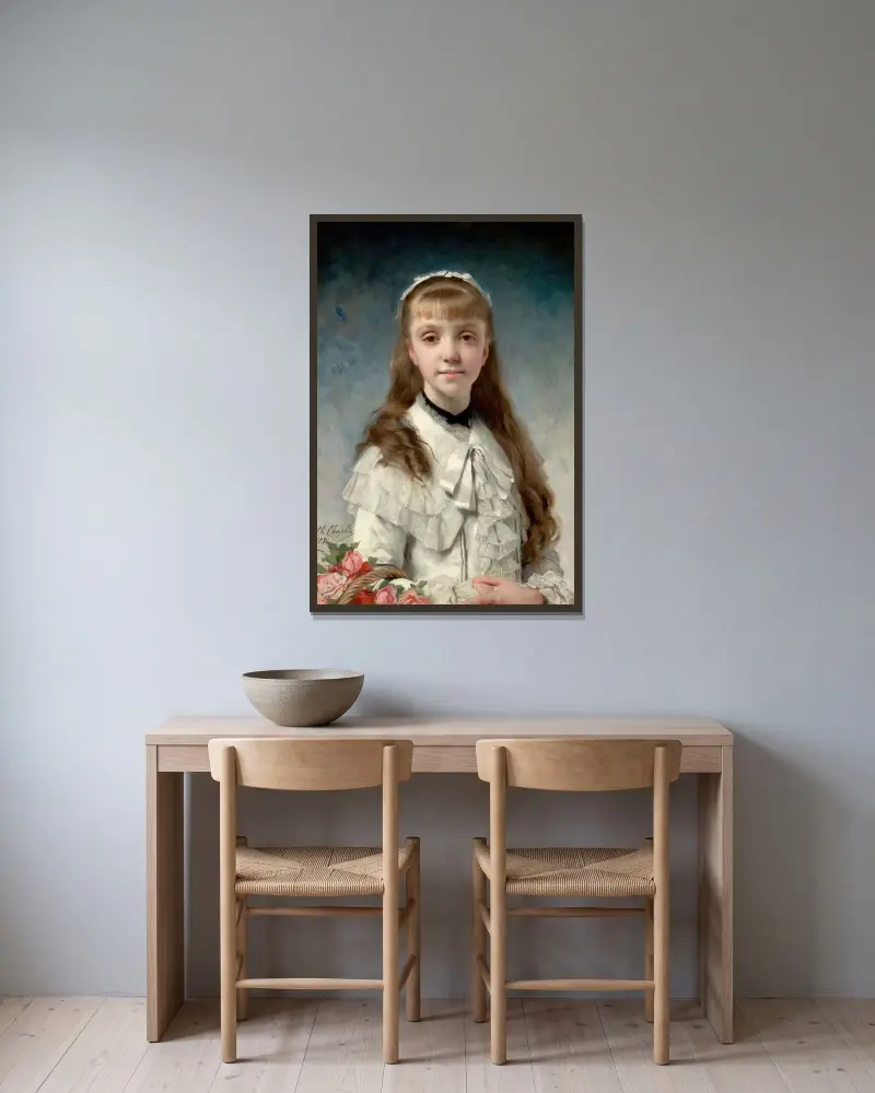 Målarens dotter (eller Ljuv oskuld) av Charles Chaplin inramad på en vägg
