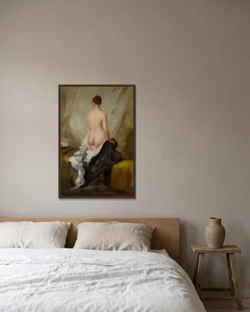 Akt von hinten gesehen von Charles Chaplin gerahmt an einer Wand